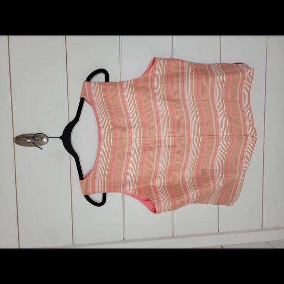 Vintage AGB Dress by Byer size 16 pink tan & white shell sleeveless top - Picture 2 of 5